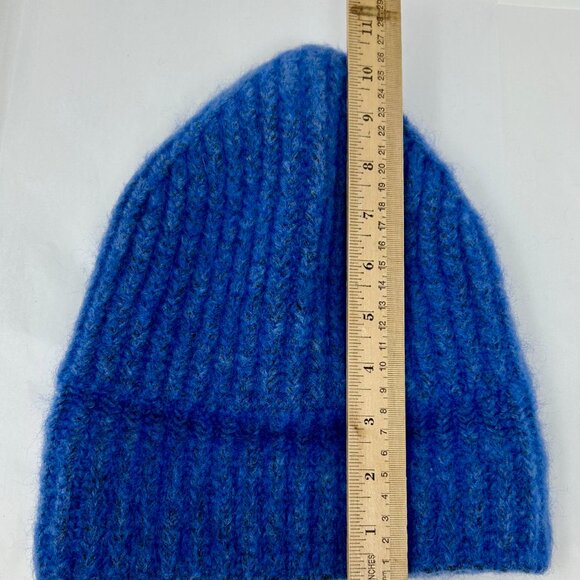 COS blue heathered wool ribbed cap hat beanie knit men\'s woman\'s unisex one size
